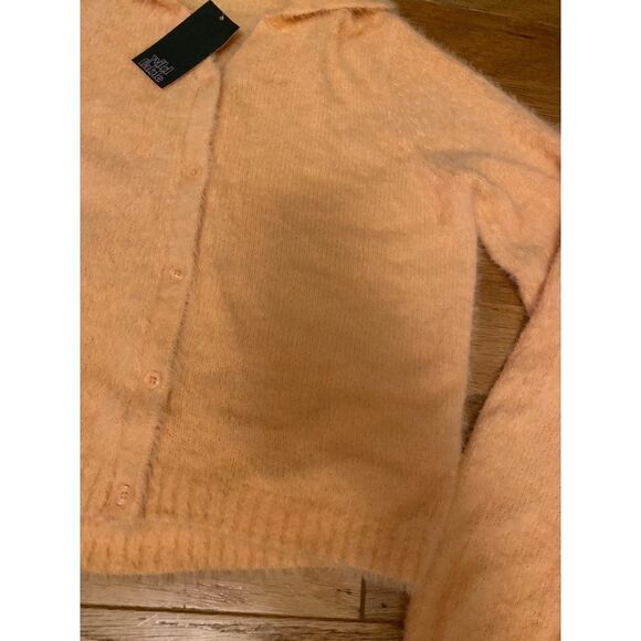 NWT Wild Fable, women’s pale orange soft long sleeve collared cropped sweater sm - Picture 3 of 9